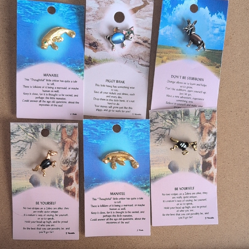 Vintage Animal tack Pin Set of 6
